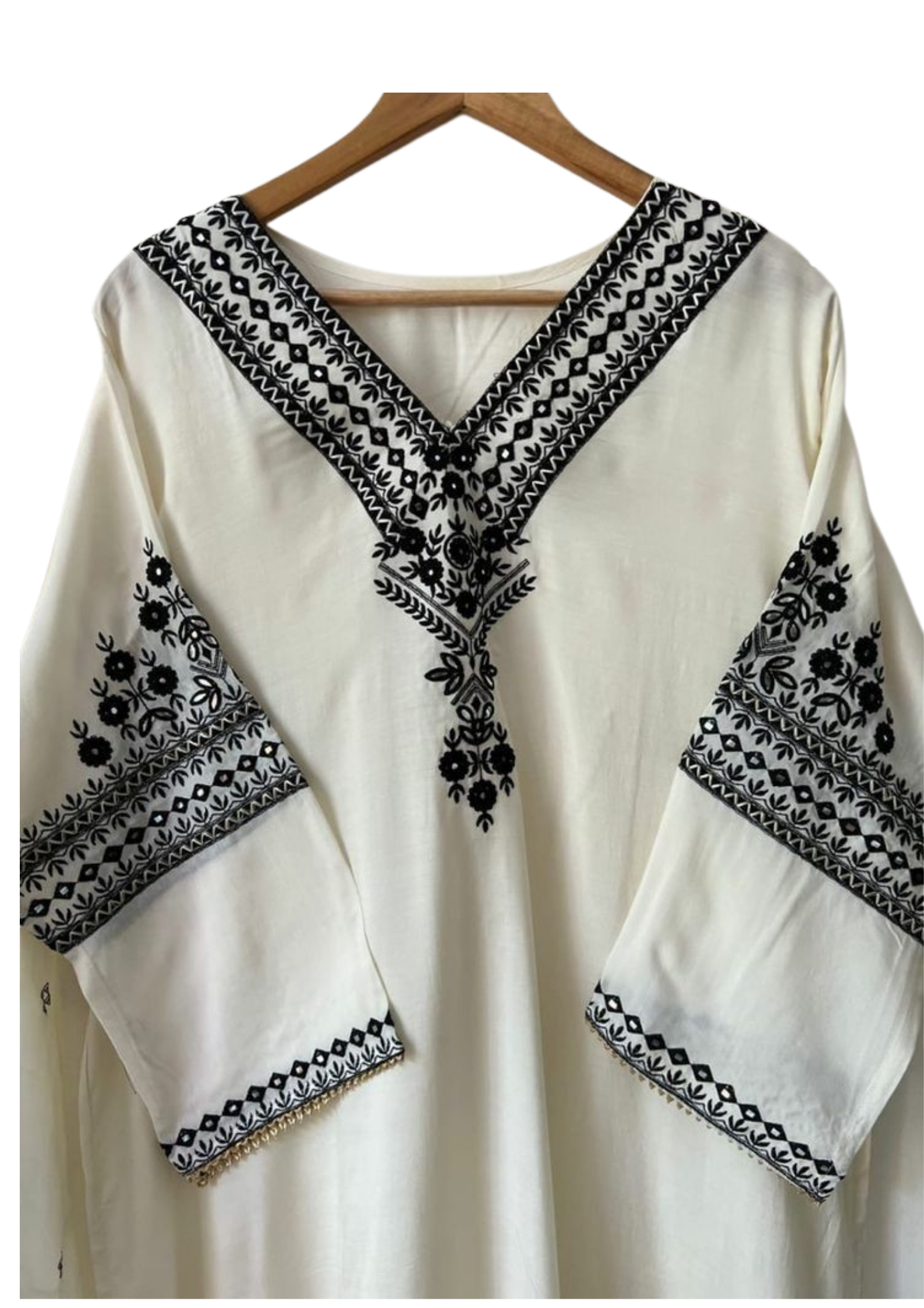 Handmade off-white tunic from Ashir Studio, featuring soft fabric and elegant design, perfect for casual or formal wear.