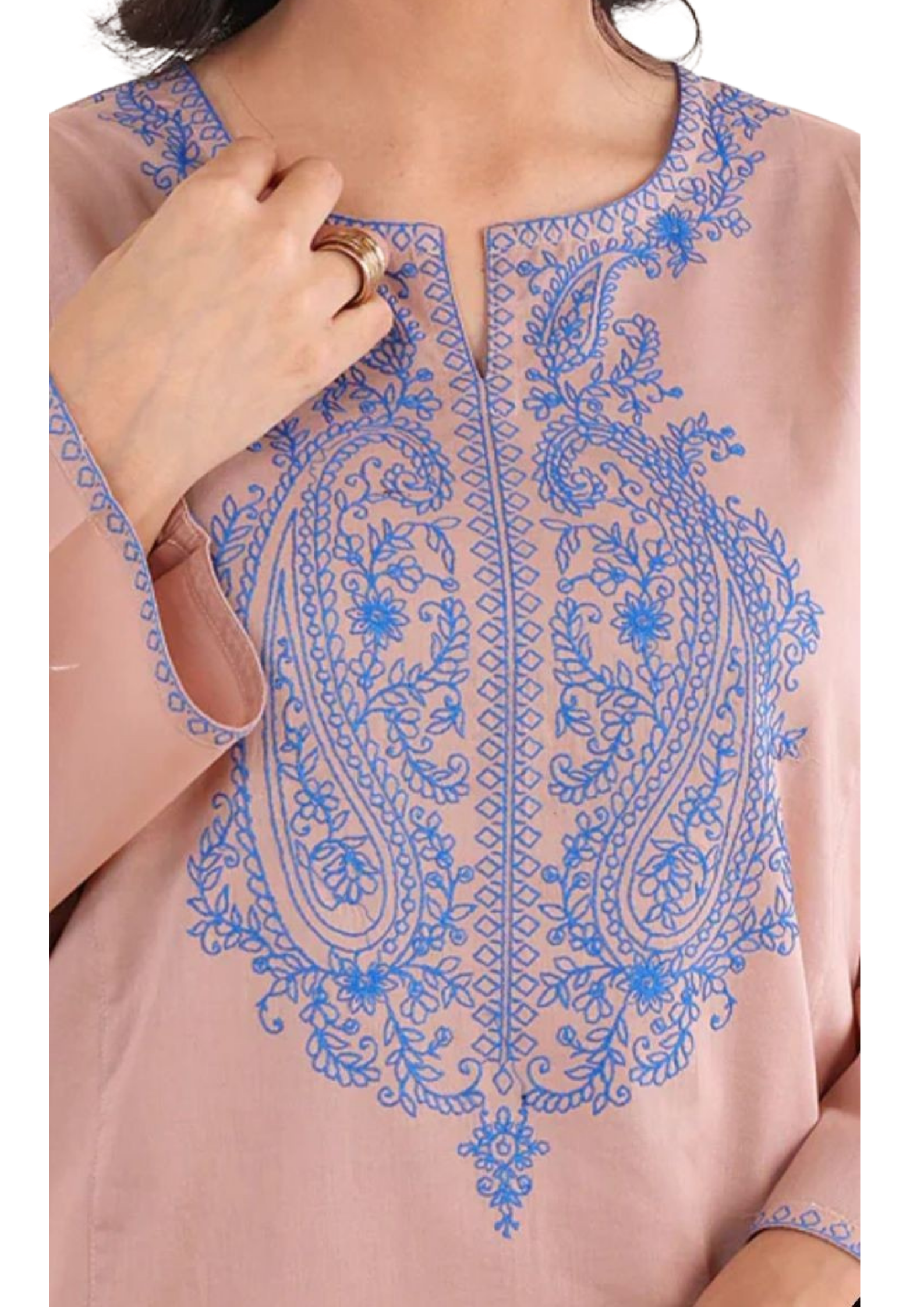 Handmade dusty rose tunic from Ashir Studio, showcasing soft fabric and stylish design, perfect for casual or elegant wear.