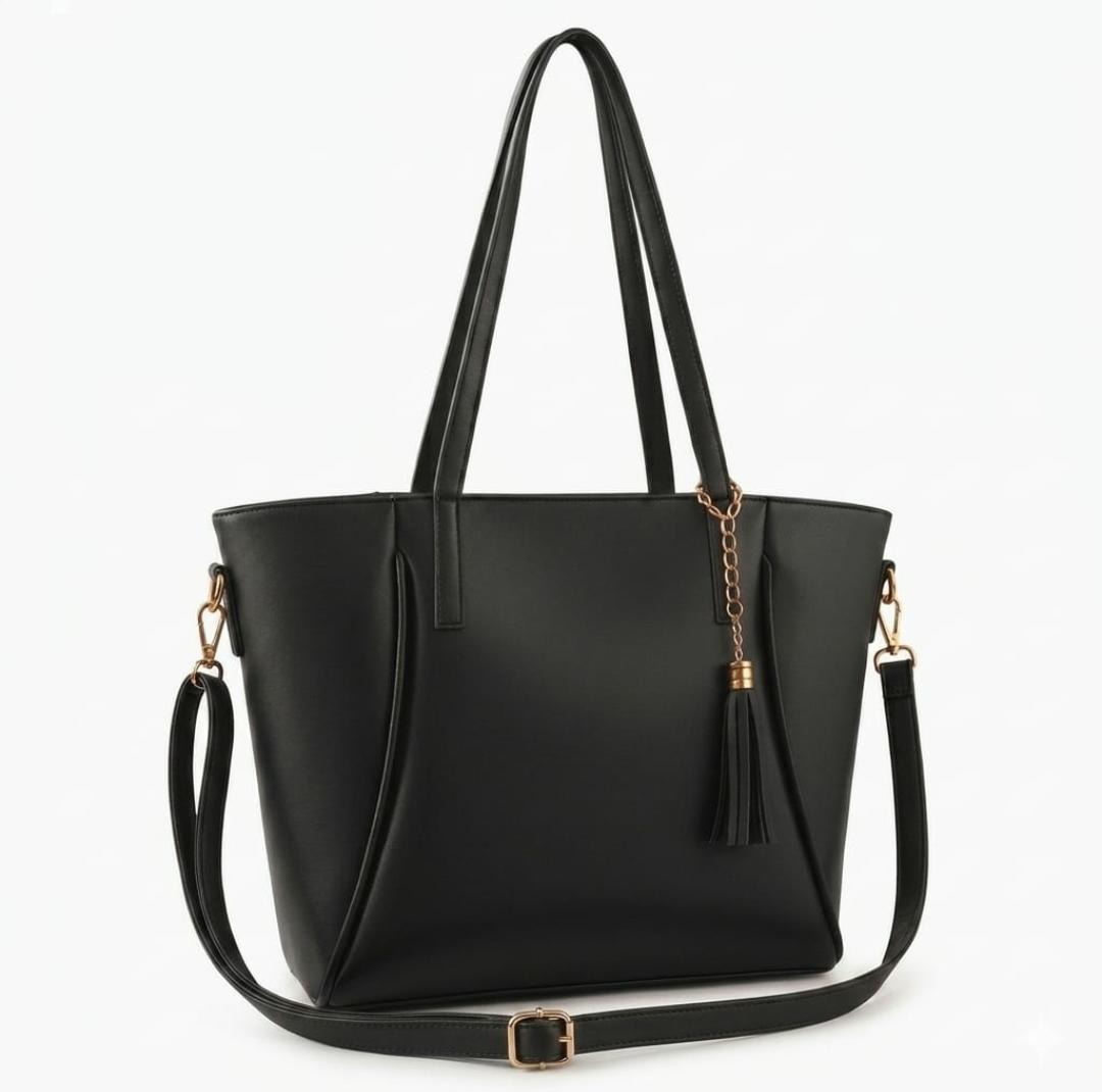 Ashir Studio Tassel Accent Signature Tote jewelry with tassel details, showcasing a stylish and elegant accessory design.