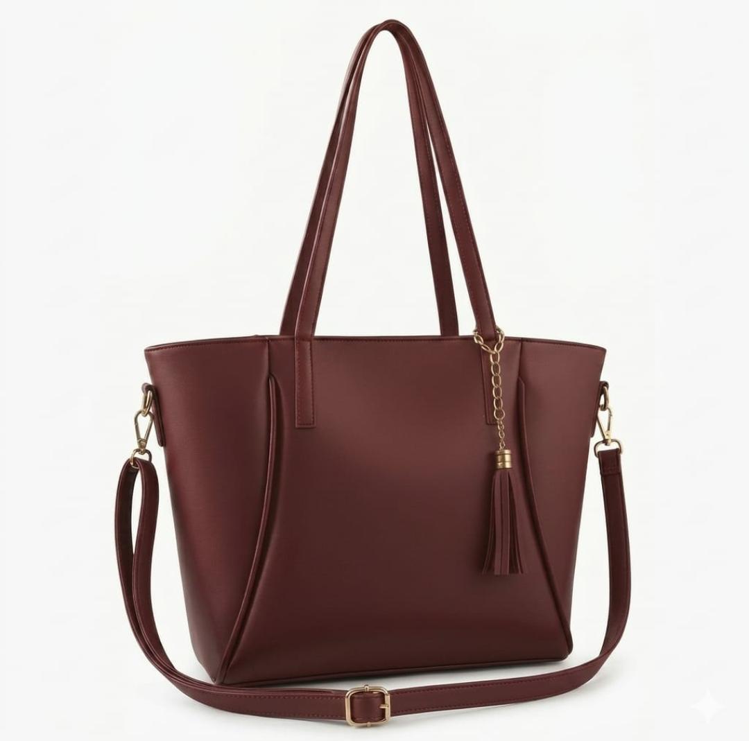 Ashir Studio Tassel Accent Signature Tote jewelry with tassel details and elegant design, showcasing the stylish accessory.