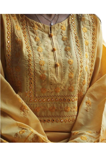 Mustard yellow kurta from Ashir Studio, showcasing traditional cloth with intricate embroidery and comfortable fit.