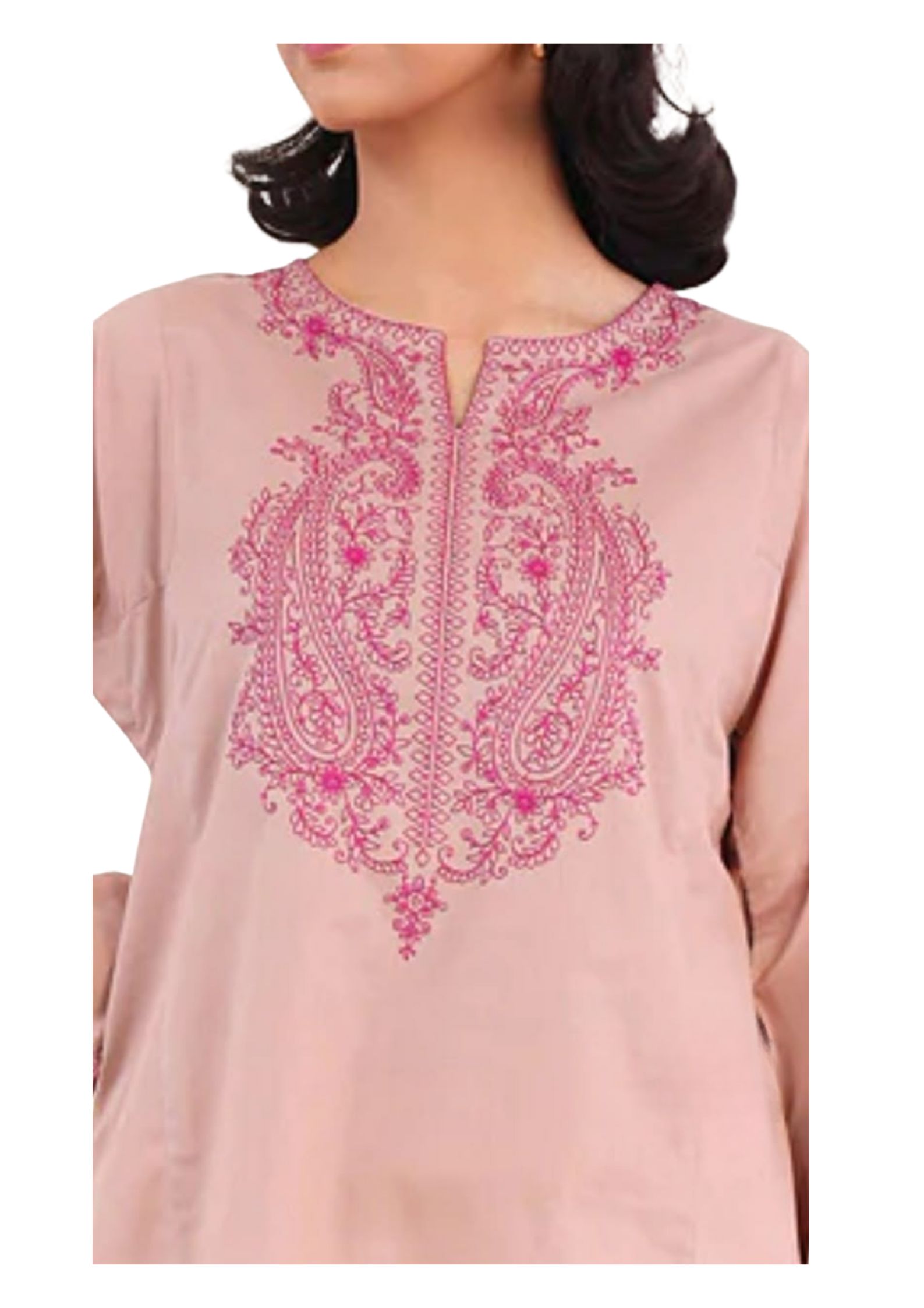 Handmade dusty rose tunic by Ashir Studio, showcasing soft fabric and relaxed fit, displayed on a mannequin.