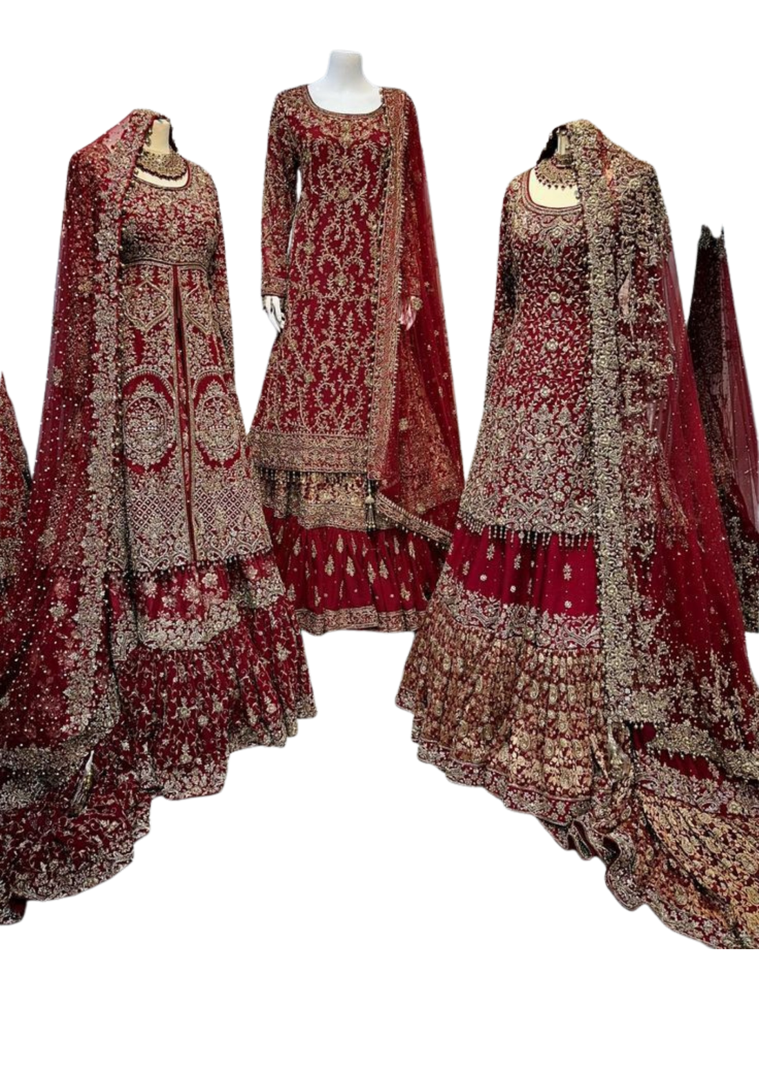 Maroon bridal Peshwa lehenga from Ashir Studio featuring intricate embroidery and traditional cloth design.