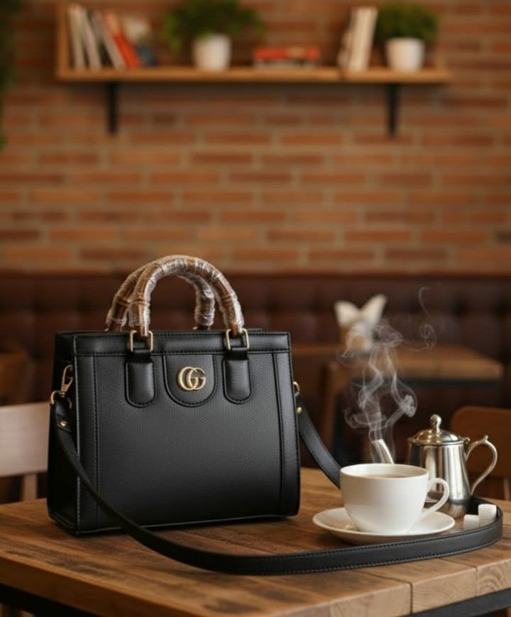 Ashir Studio The Executive Noir Statement Tote, a stylish black jewelry organizer with multiple compartments and elegant design.