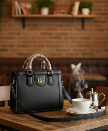 Ashir Studio The Executive Noir Statement Tote, a stylish black jewelry organizer with multiple compartments and elegant design.