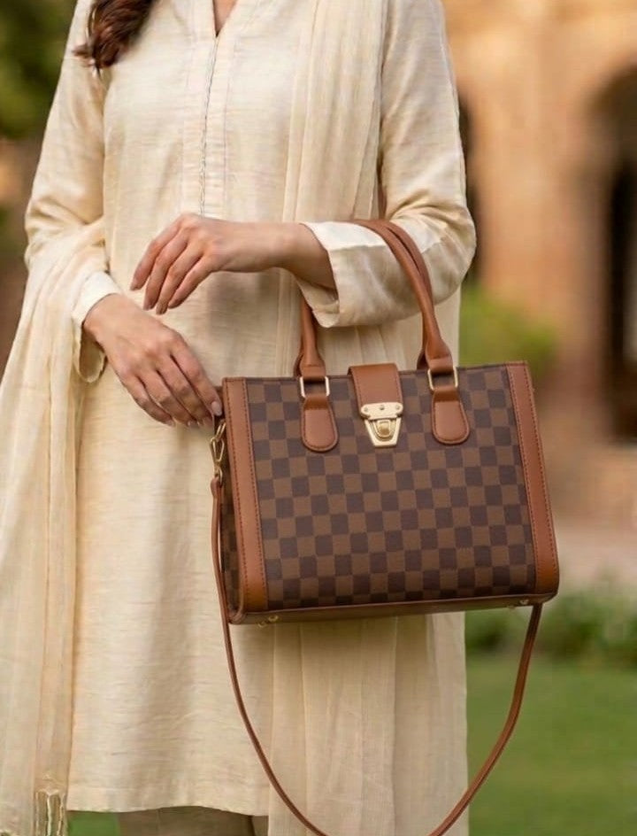 Ashir Studio Heritage Checkered Satchel jewelry piece featuring a checkered design and elegant craftsmanship.