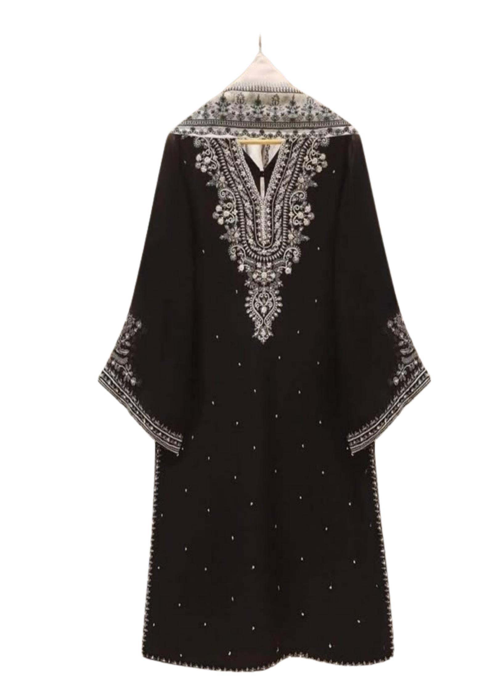 Handmade black kurta from Ashir Studio, featuring traditional cloth design and detailed stitching, displayed on a plain background.
