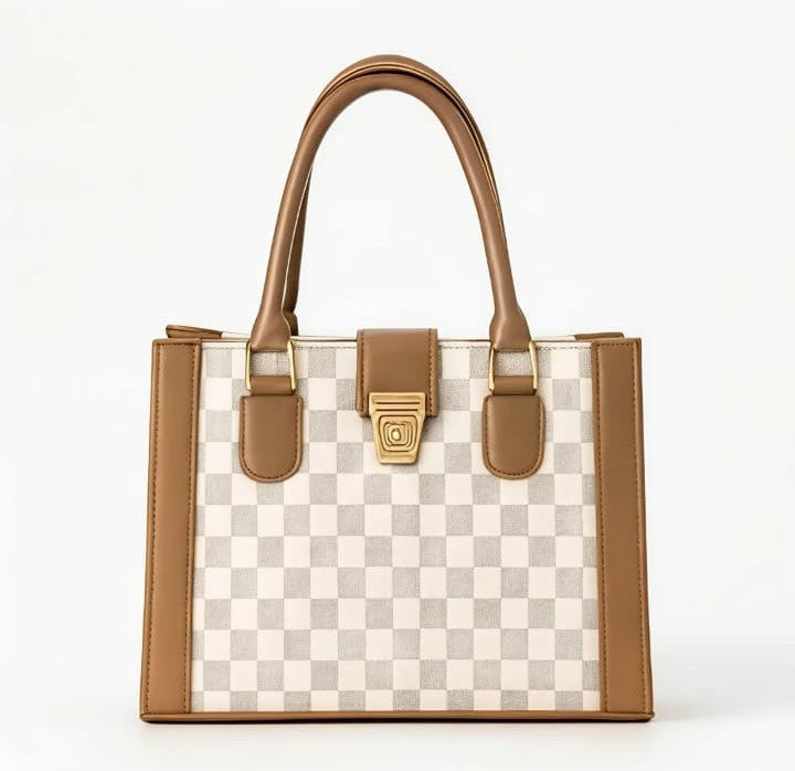 Heritage Checkered Satchel jewelry by Ashir Studio featuring a stylish checkered design and intricate detailing.