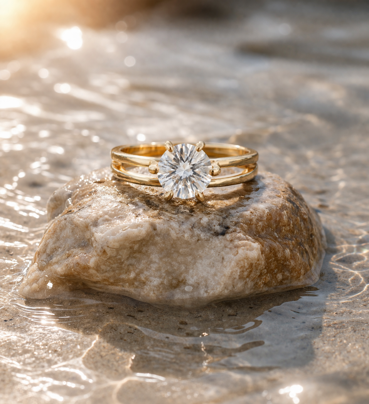 Ashir Studio Solitaire Split-Band Ring featuring a sleek design with a central gemstone set in a modern jewelry style.