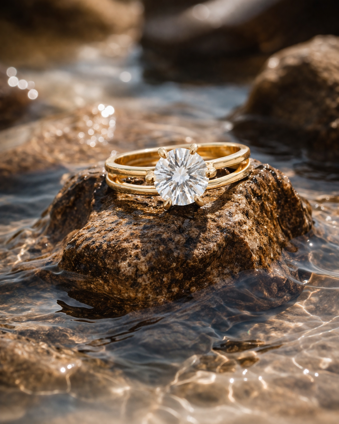Elegant solitaire split-band ring by Ashir Studio featuring a sparkling central gemstone and a unique split design.