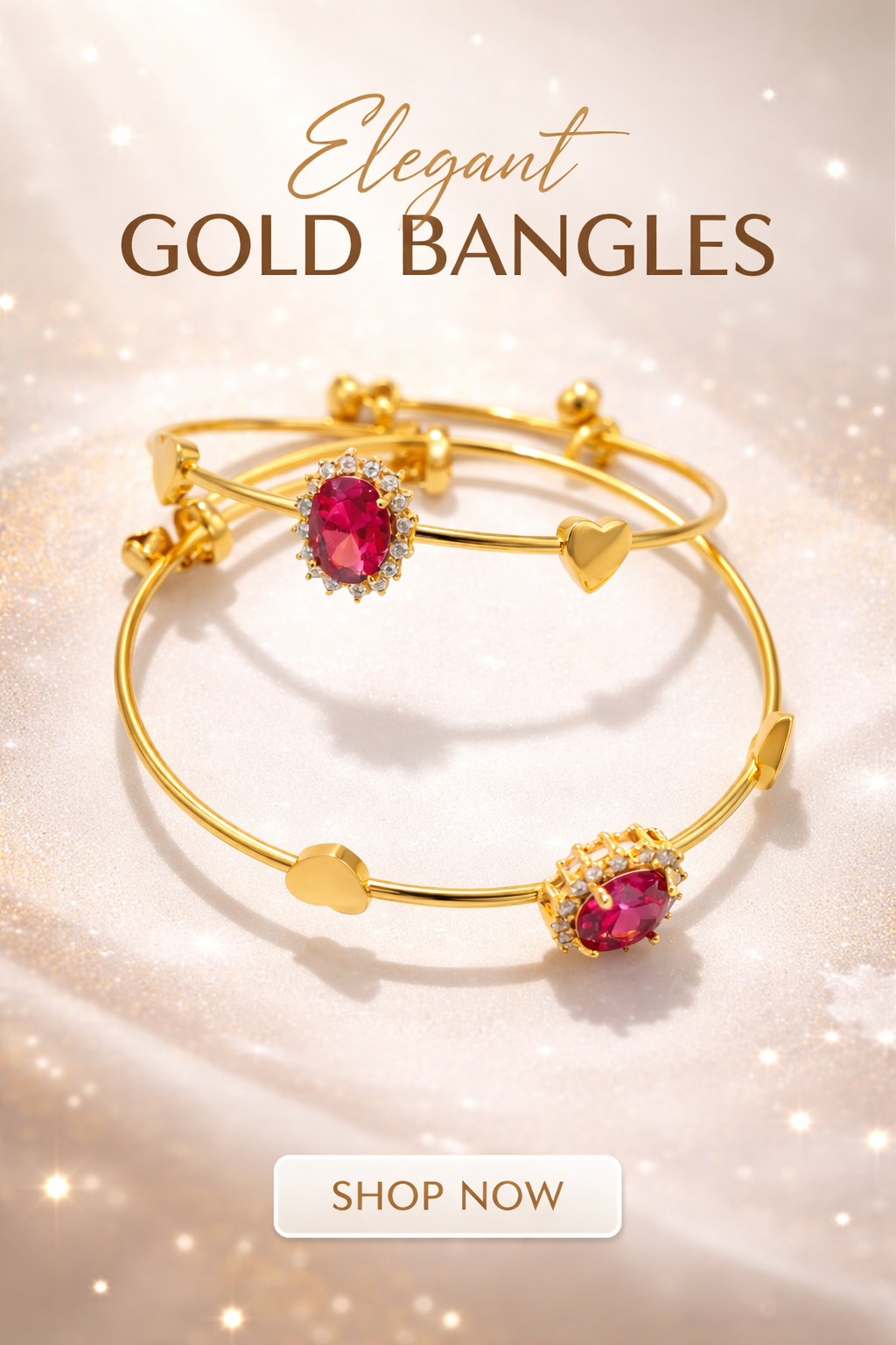 Elegant red Rubi gold bangles from Ashir Studio, showcasing intricate jewelry design with vibrant red gemstones and gold accents.