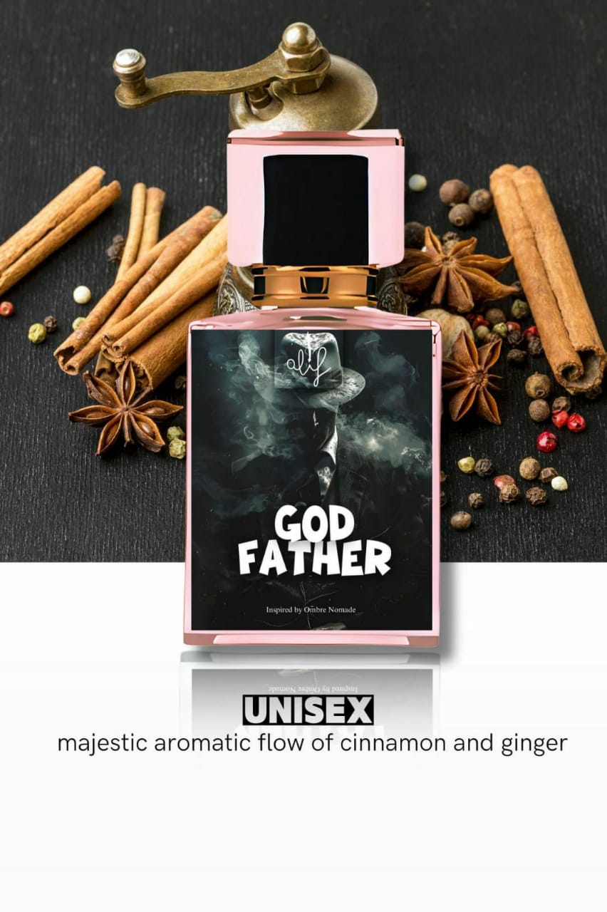 Ashir Studio God Father perfume bottle with sleek design and elegant packaging, showcasing the fragrance's luxurious appeal.