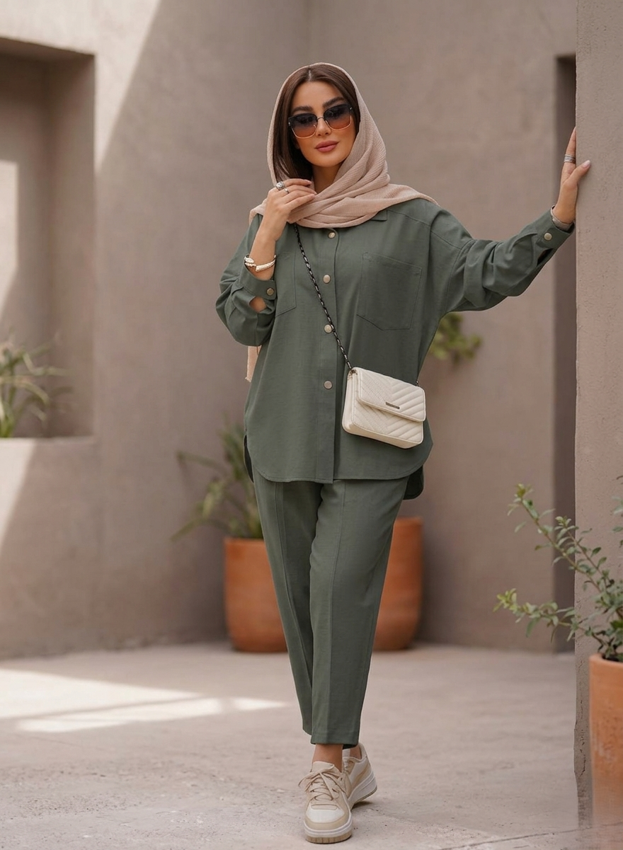 Two-piece co-ord set by Ashir Studio featuring a stylish matching top and skirt, shown in a modern, fashionable design.