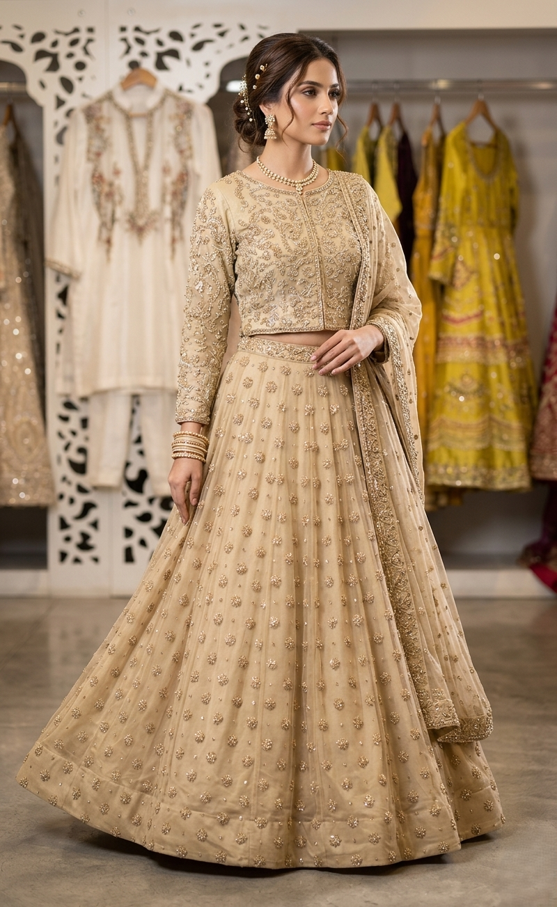 Imperial Lehnga Choli – Champagne Gold Glitz