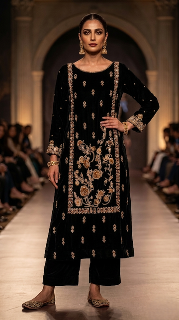Royal Velvet Statement Set – Midnight Obsidian & Antique Gold