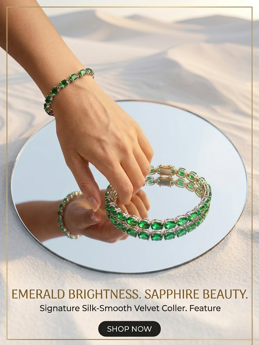 Italian 925 sterling silver tennis bracelet with emerald green cubic zirconia, 19cm jewelry piece by Ashir Studio.