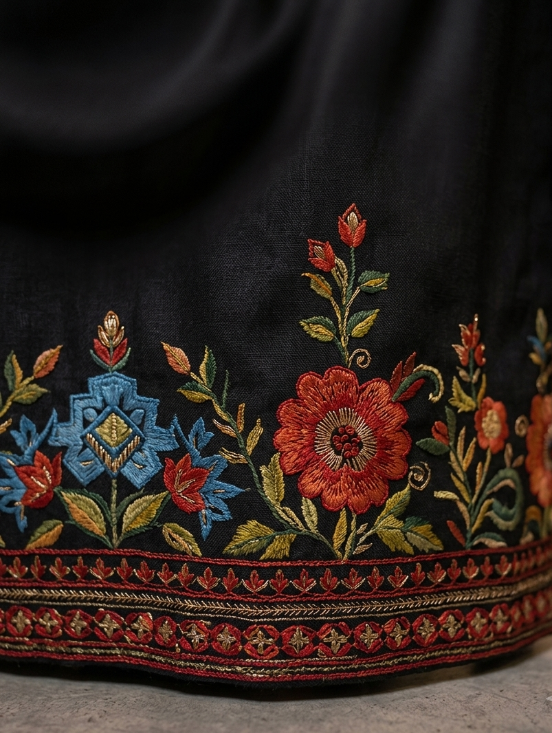 Elegant Black Embroidered 2-Piece Suit