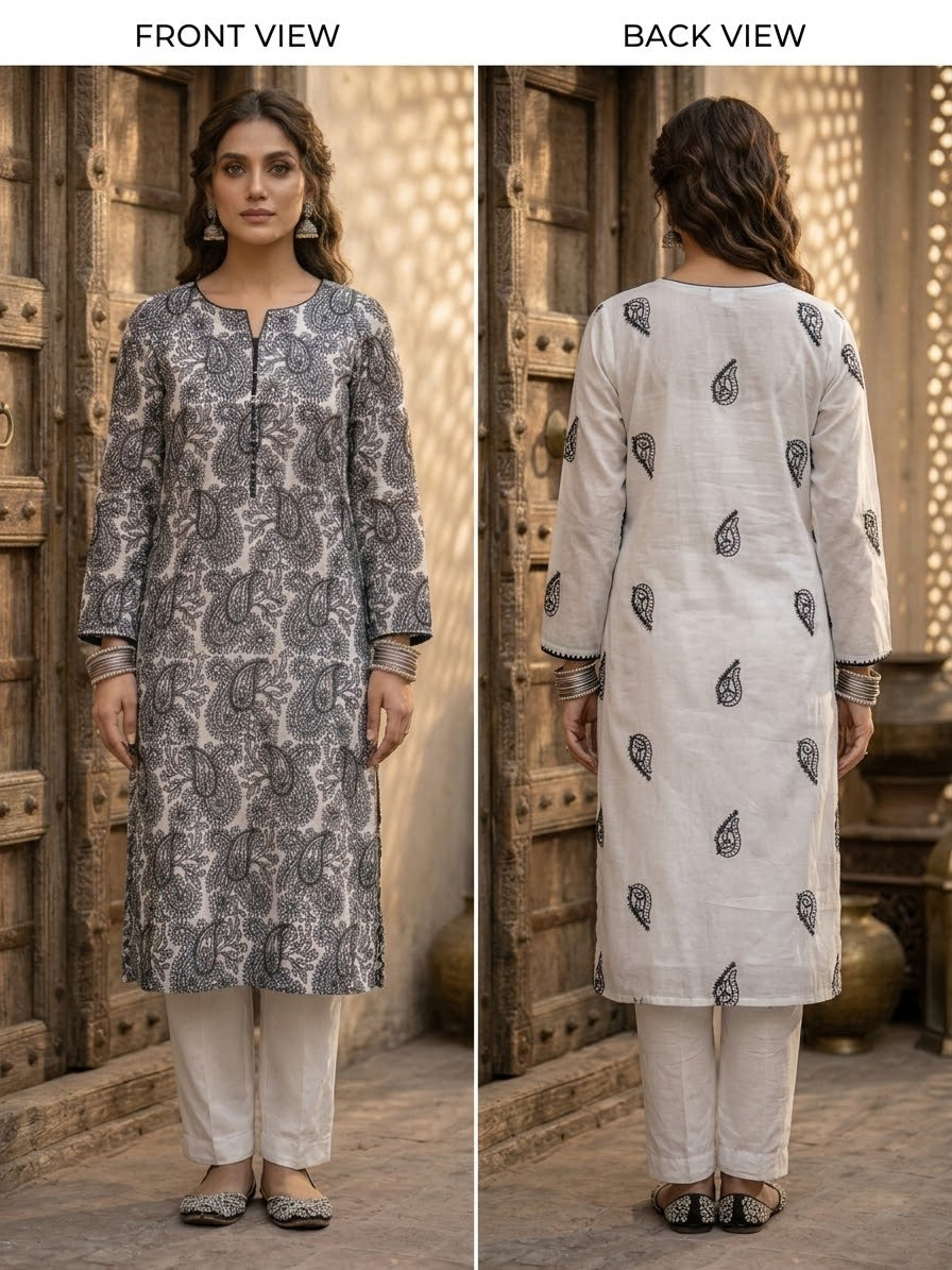 Embroidered Thread Work 2-Piece Suit