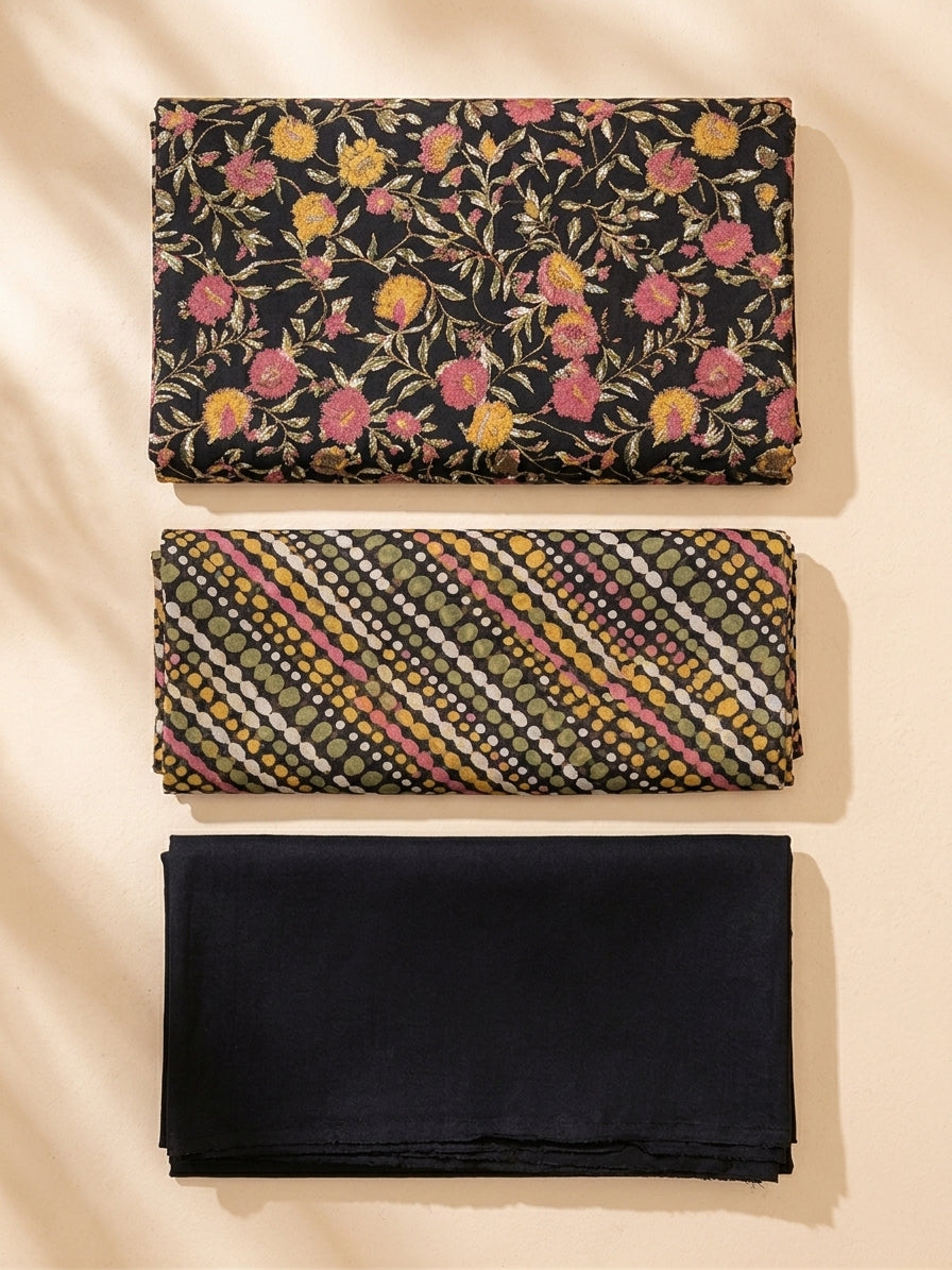 Alkaram Printed Lawn Suit – Black Floral