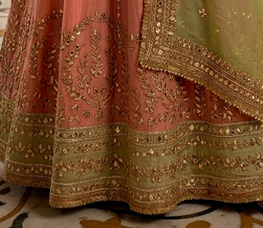 Pishwas – Pastel Peach & Lime Glow