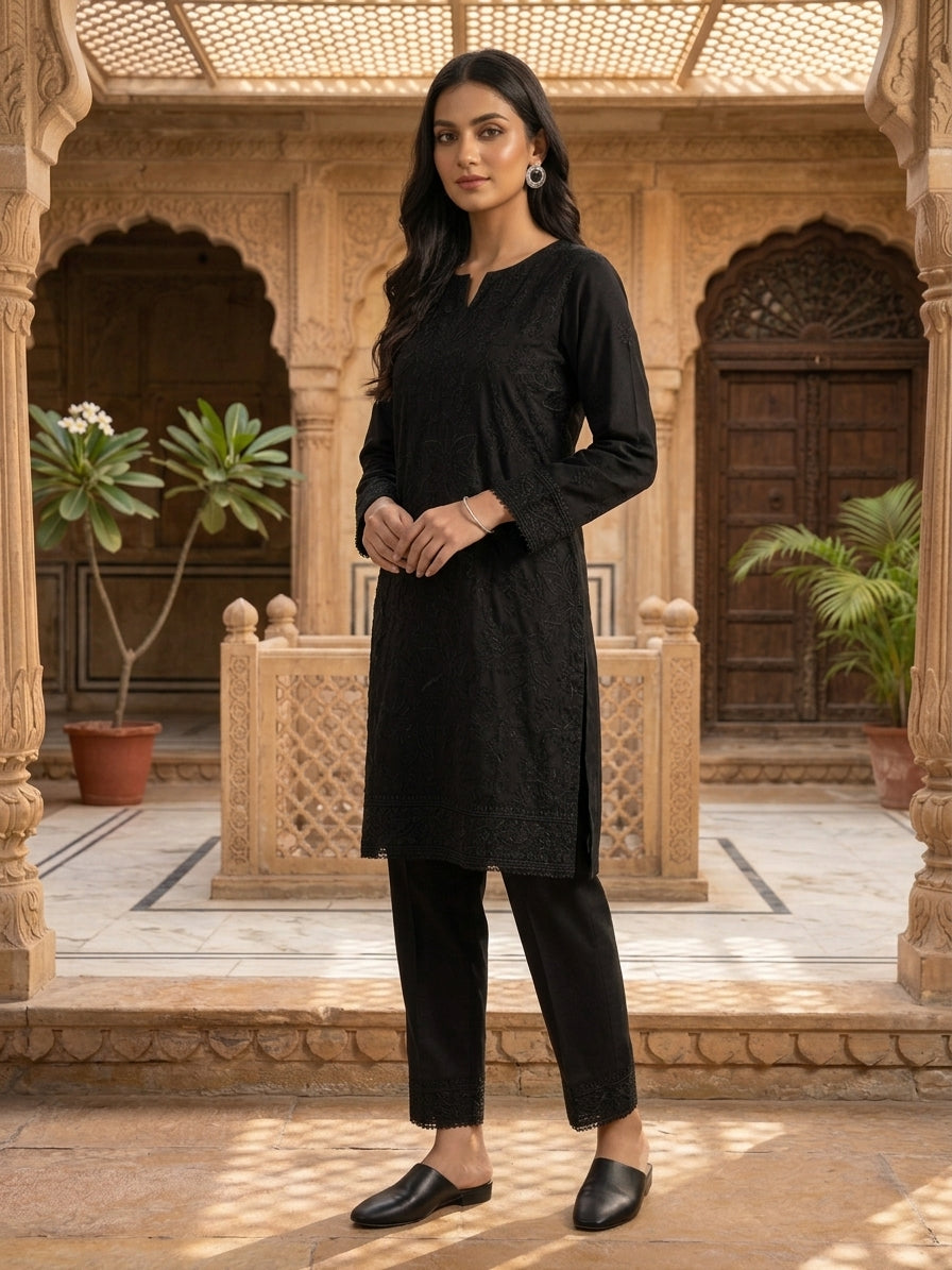 Embroidered Thread Work 2-Piece Suit