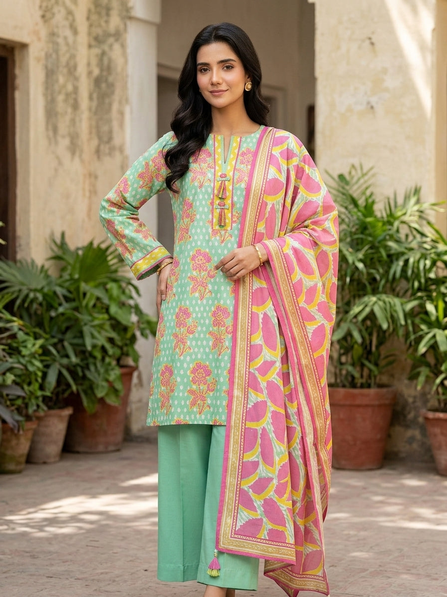 Alkaram Silver Lawn – Mint Floral (2-Piece)