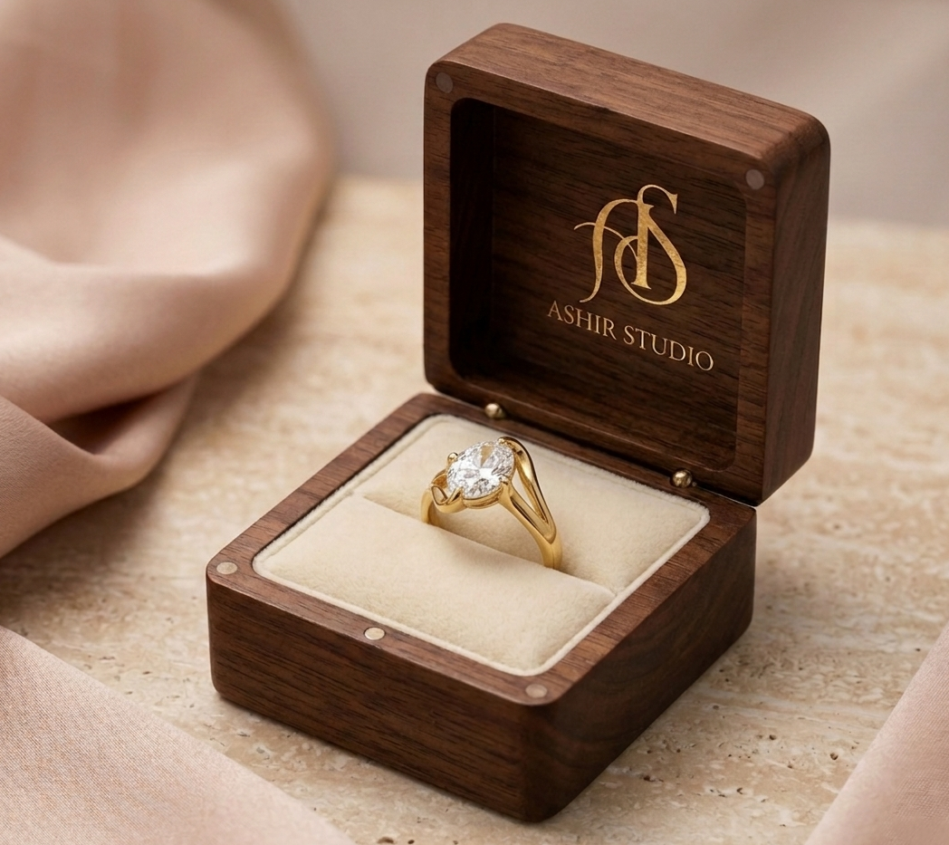 Gold-plated Radiant Oval Solitaire Bypass Ring from Ashir Studio, tarnish-free jewelry featuring a sleek oval design.