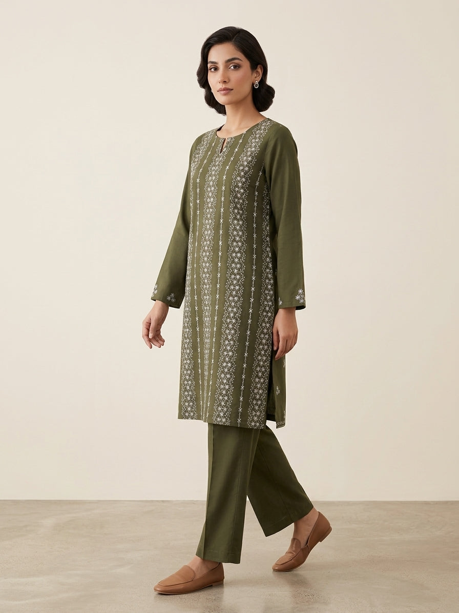 Embroidered Thread Work 2-Piece Suit