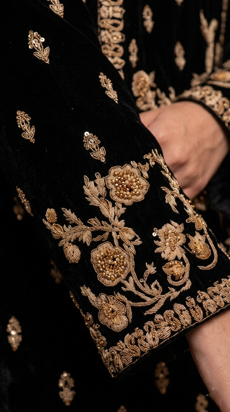 Royal Velvet Statement Set – Midnight Obsidian & Antique Gold