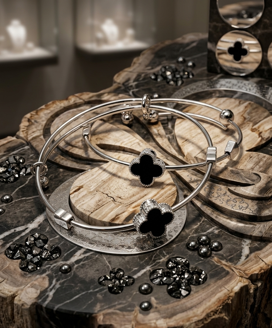 Elegant Clover style jewellery bracelet by Ashir Studio featuring delicate clover charms on a sleek chain.