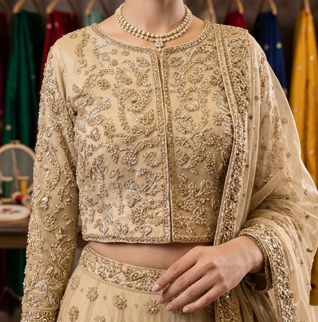 Imperial Lehnga Choli – Champagne Gold Glitz