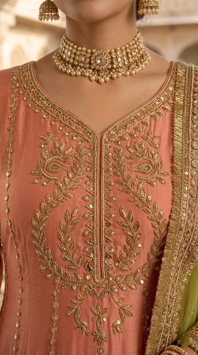 Pishwas – Pastel Peach & Lime Glow