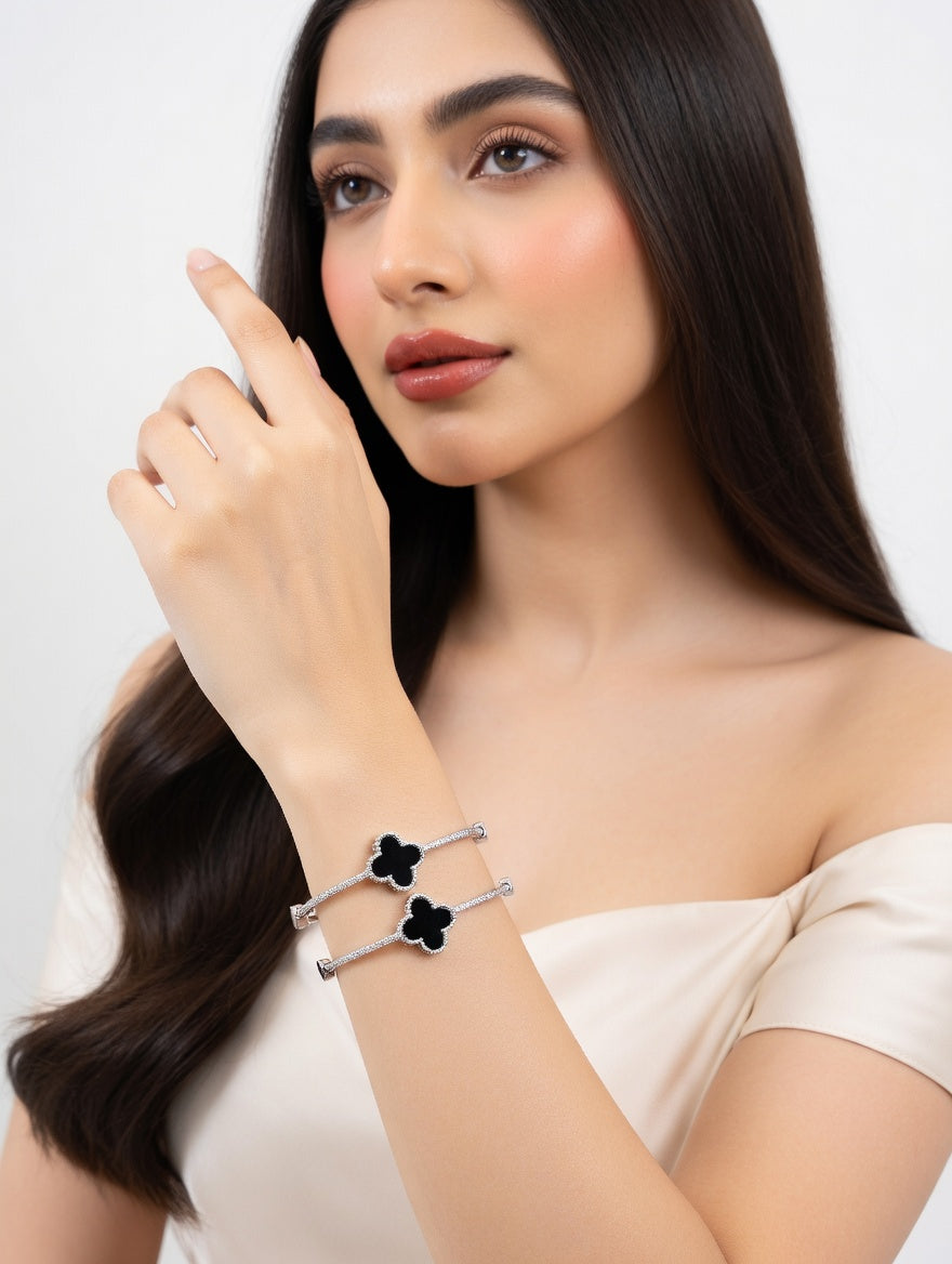 Elegant Clover style jewellery bracelet by Ashir Studio featuring delicate clover charms on a sleek chain.