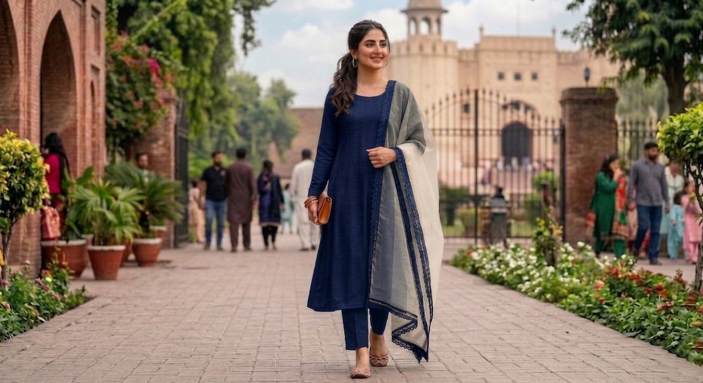 Elegant three-piece suit from Ashir Studio featuring tailored jacket, vest, and trousers in classic style.