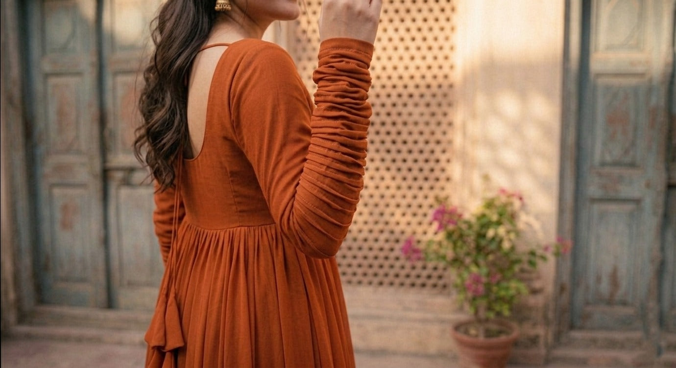 Elegant Royal Anarkali flare dress by Ashir Studio featuring intricate embroidery and flowing fabric in rich, traditional style.