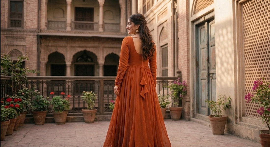 Ashir Studio Royal Anarkali flare with intricate embroidery and vibrant colors, showcasing traditional Indian elegance.