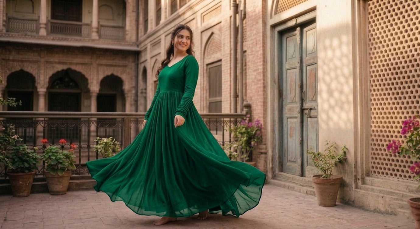 Elegant Royal Anarkali Flare dress by Ashir Studio featuring intricate embroidery and a flowing silhouette.