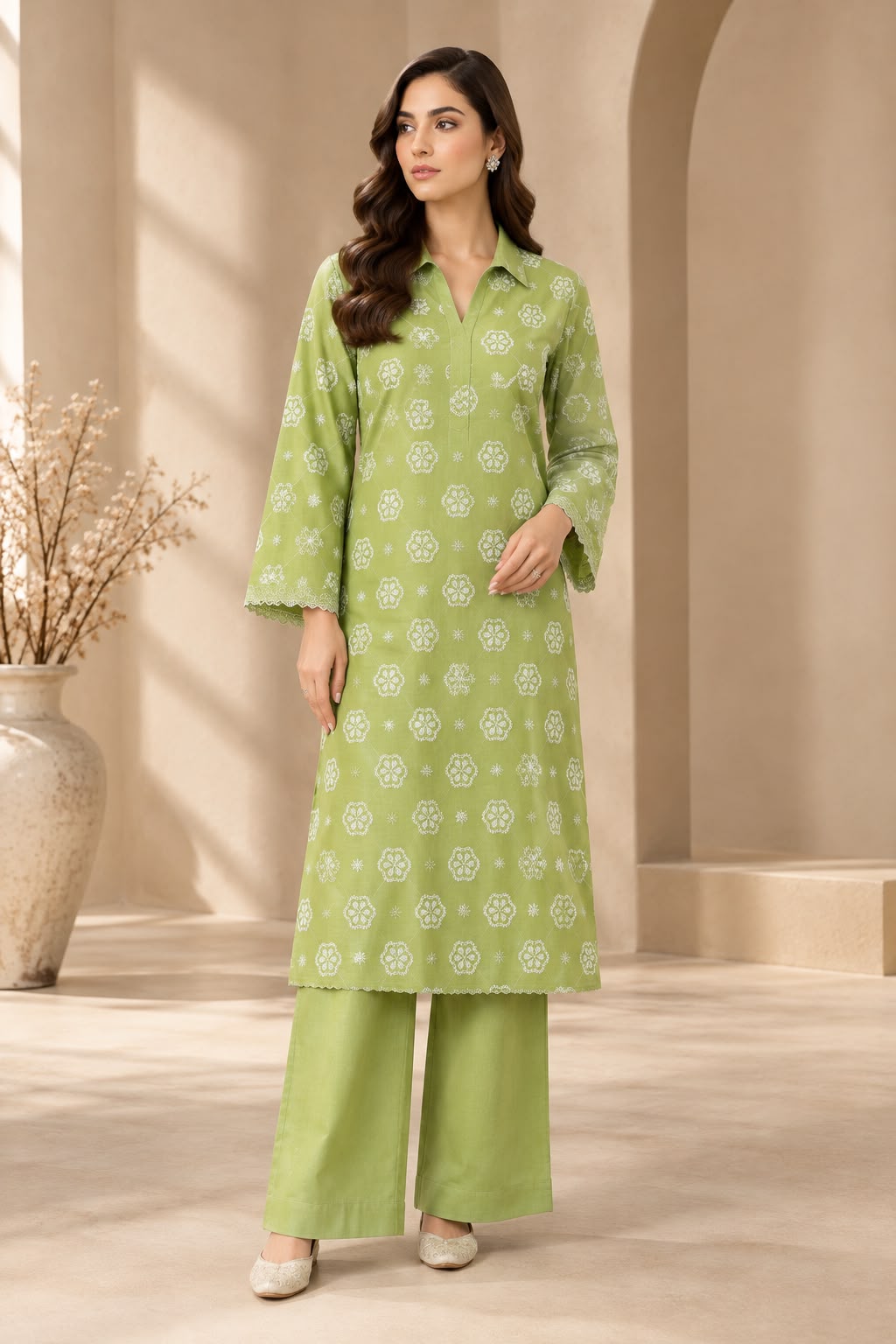 Embroidered Thread Work 2-Piece Suit