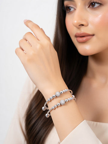 Elegant silver steel bracelet from Ashir Studio featuring a sleek, polished design perfect for stylish jewelry accessories.