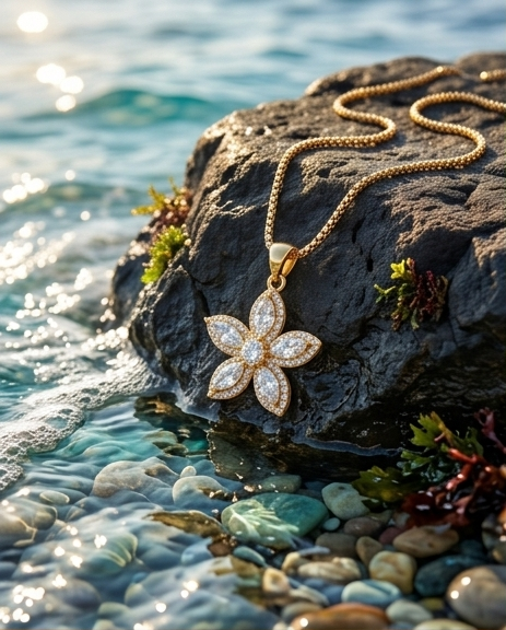Ashir Studio star flower necklace featuring a delicate star-shaped flower pendant, perfect for elegant jewelry styling.