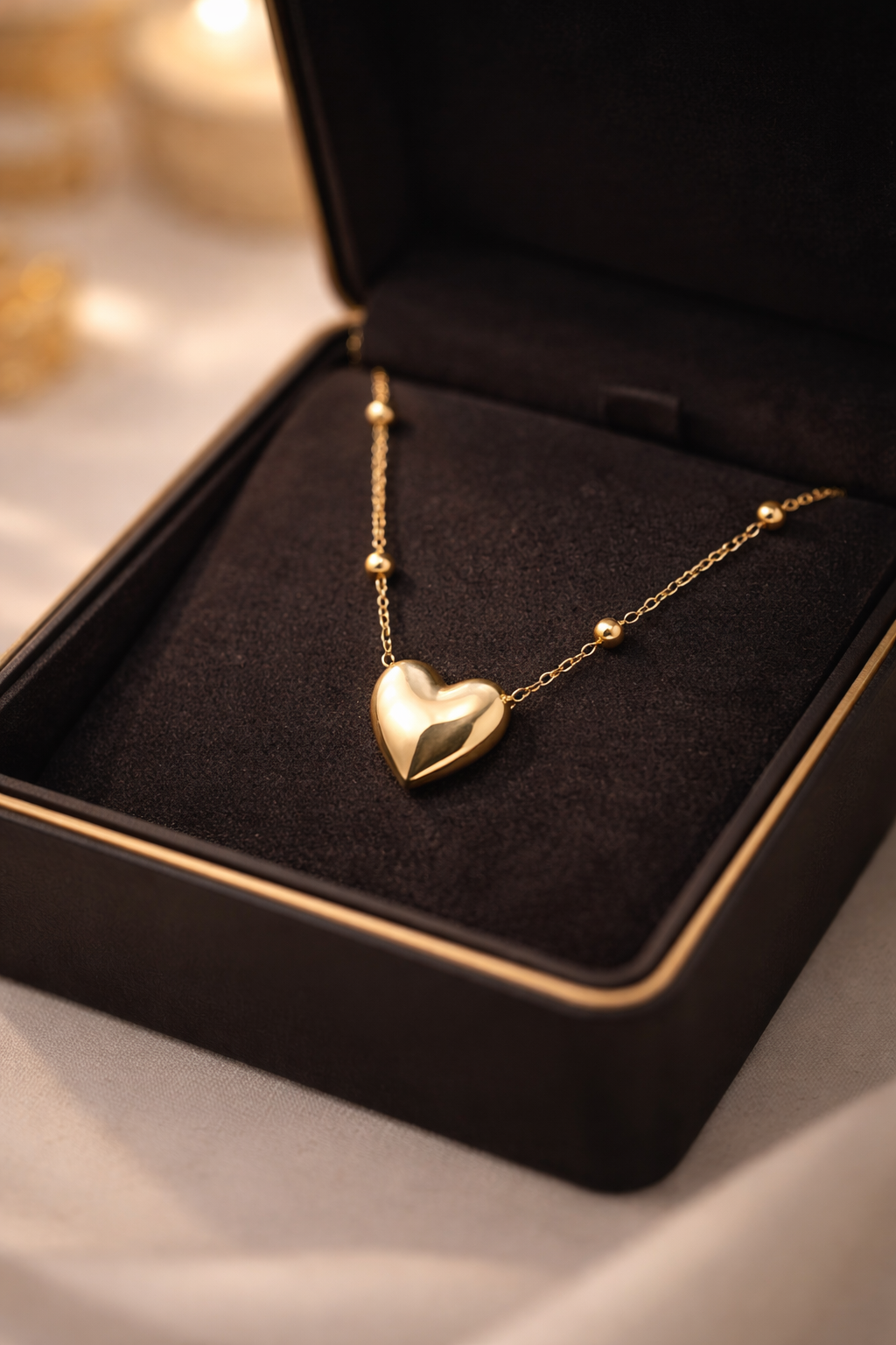 Heart-shaped gold necklace from Ashir Studio, featuring a delicate jewelry design with a polished finish.