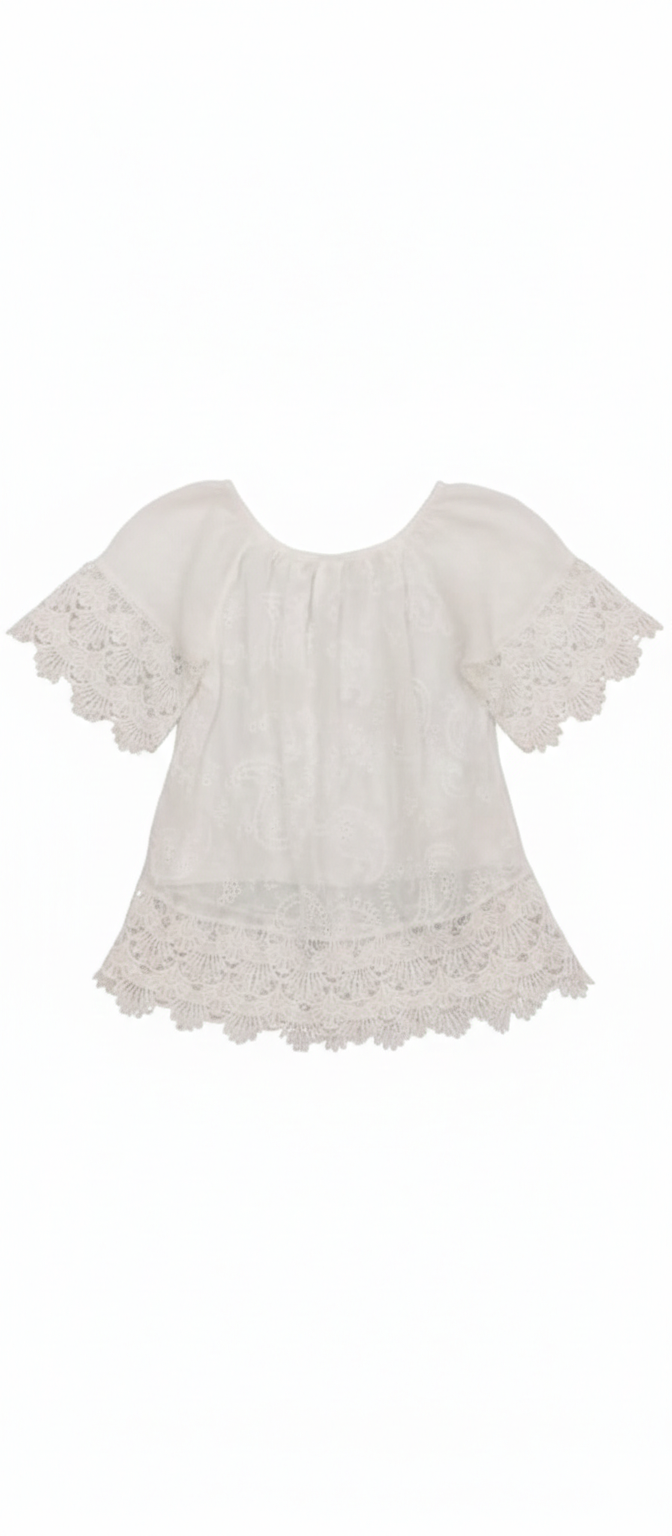 Ivory lace blouse by Ashir Studio featuring delicate lace fabric and a stylish, feminine design.