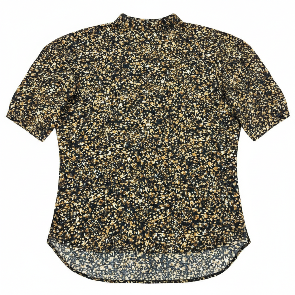 Ashir Studio speckle mock-neck cloths, soft fabric with black and white speckle pattern, showcasing cozy, stylish apparel.