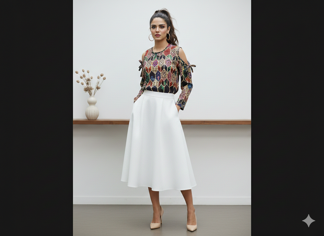 Multi-strapped shirt by Ashir Studio, stylish cloth with multiple straps, modeled on a person in the image.