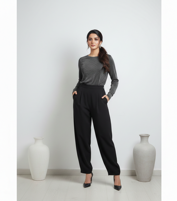 Model wearing a grey Moonlight shirt from Ashir Studio, showcasing the casual cloths with a relaxed fit and stylish design.
