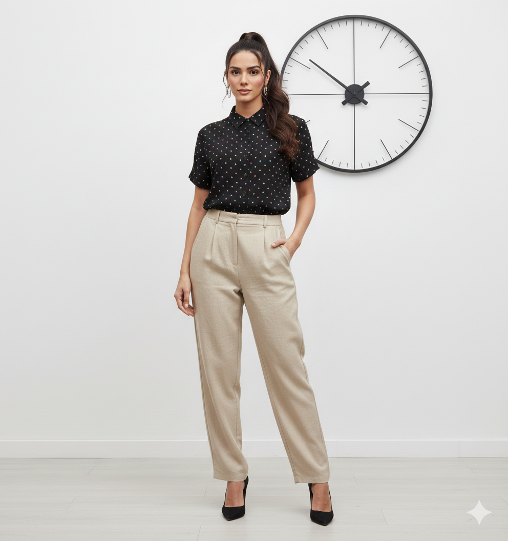 Ashir Studio dotted shirt displayed on a model, showcasing stylish casual clothing with a modern dotted pattern.