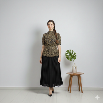 Ashir Studio speckle mock-neck cloths, close-up image showing soft fabric texture and stylish design.