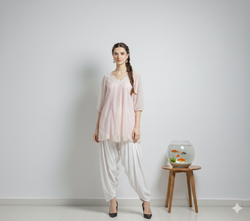 Pink short shirt from Ashir Studio featuring a casual fit and lightweight fabric, shown on a model.