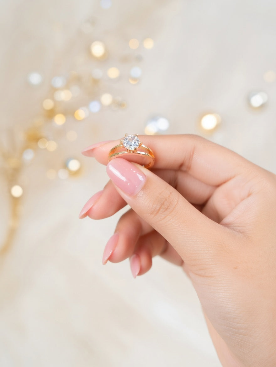 Ashir Studio Solitaire Split-Band Ring, elegant jewelry with a sleek split band design and a central gemstone.