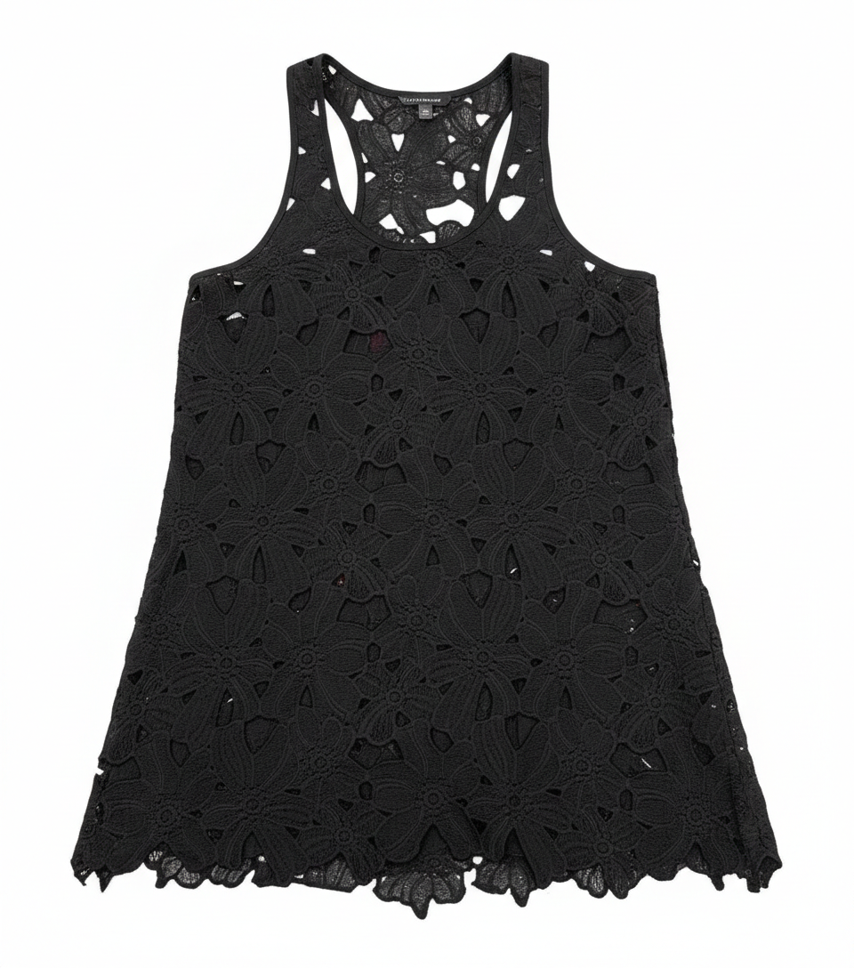 Ashir Studio Bloom Eyelet Lace Shell, light-colored cloth top with eyelet lace details, displayed on a neutral background.